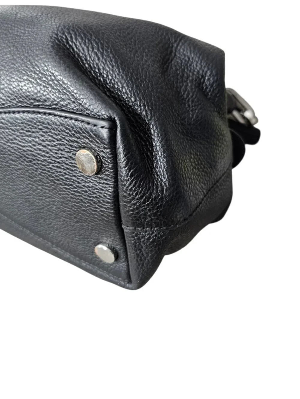 Michael Kors Raven Large Hobo Pebble Leather Shoulder Bag COA Black Silver